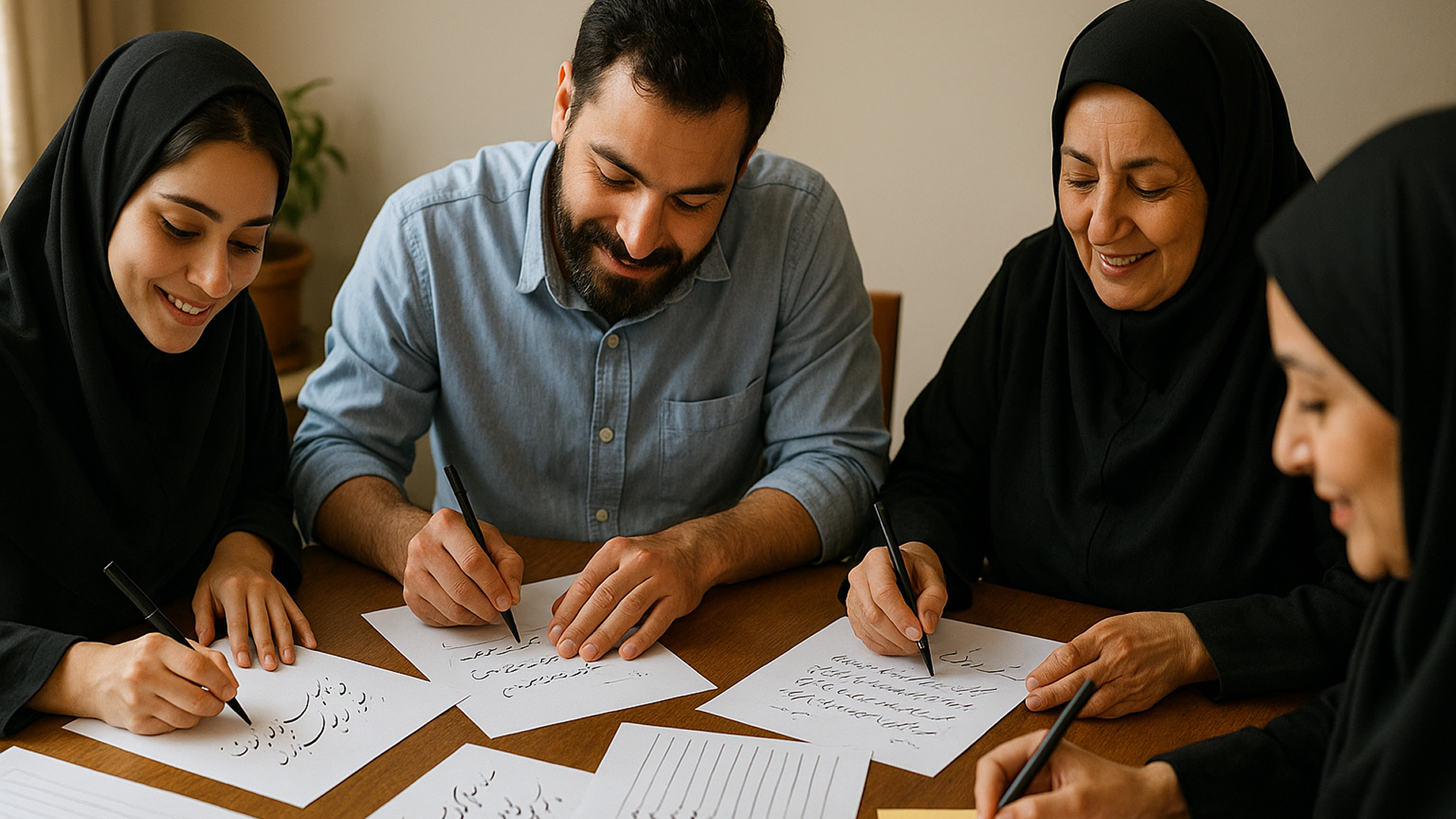 Weekly Persian Nastaliq Team Calligraphy Practice, Iran