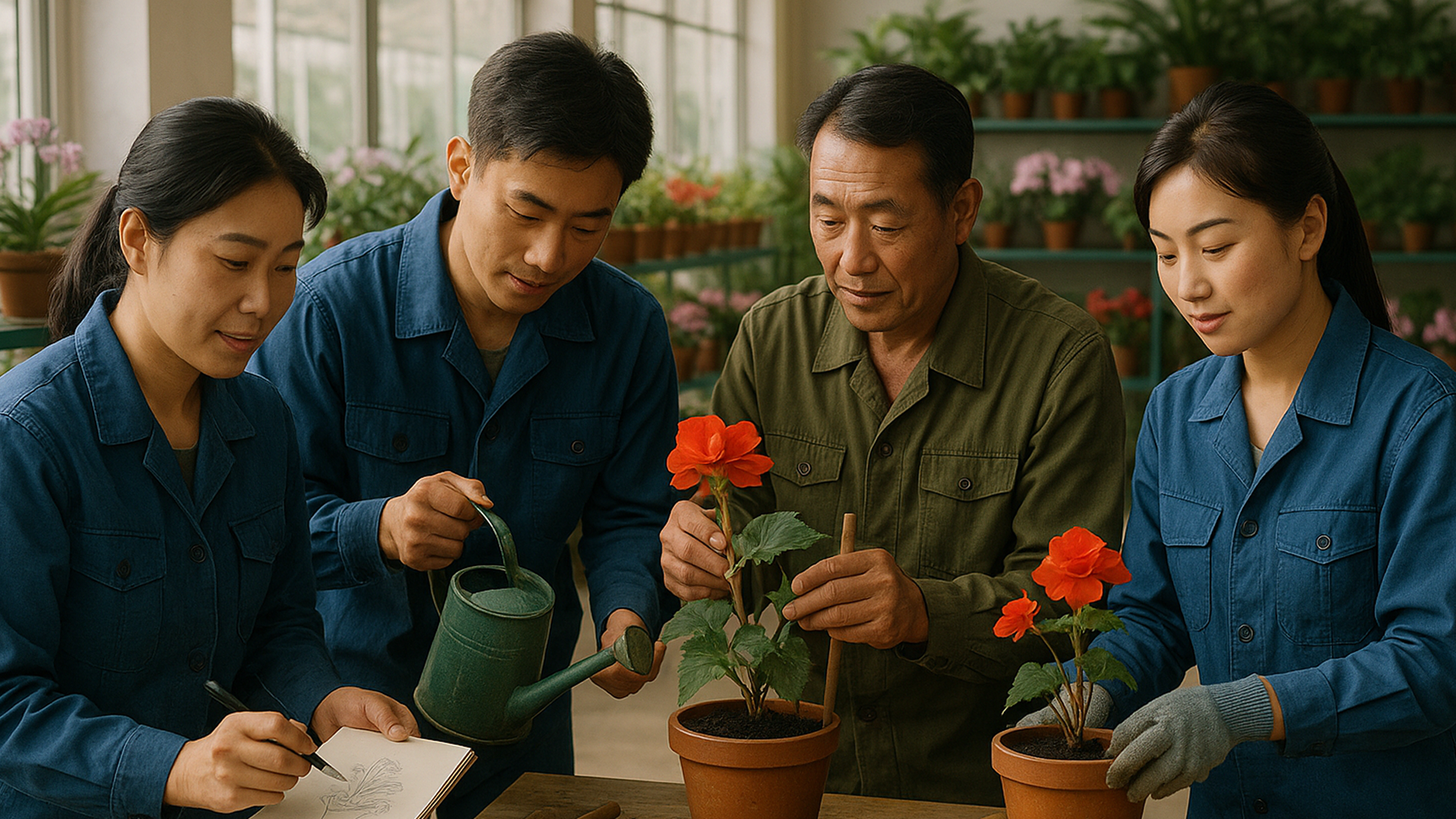 Floriculture Crew Hour for Festival Displays, North Korea