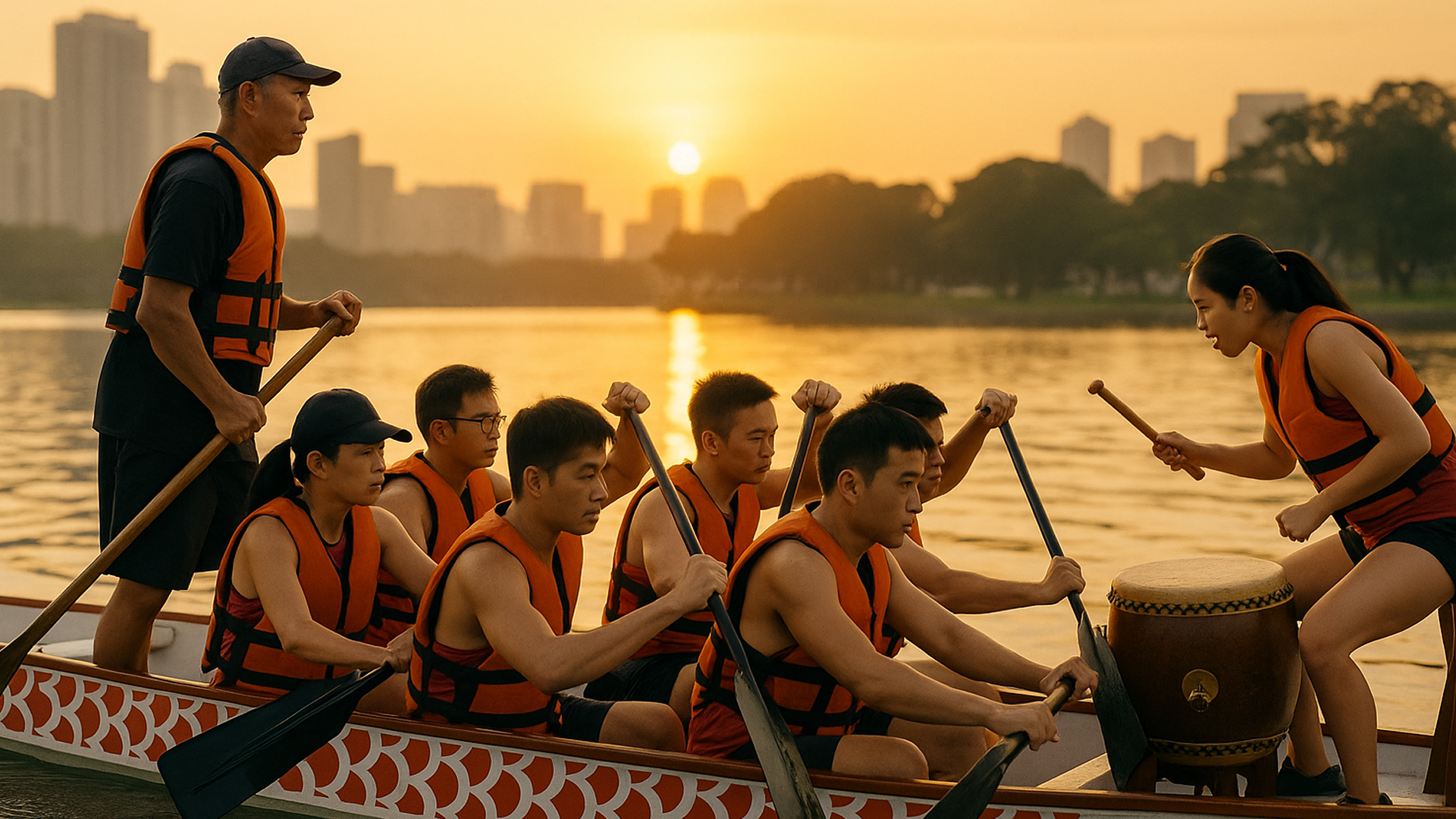 Sunrise Dragon Boat Team Practice & Race, Singapore