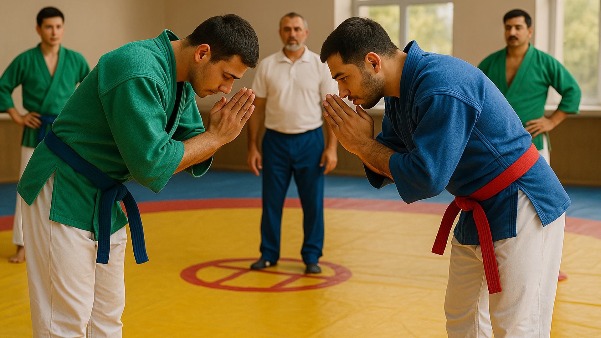 Kurash Belt‑Wrestling Bow, Drills & Bouts, Uzbekistan